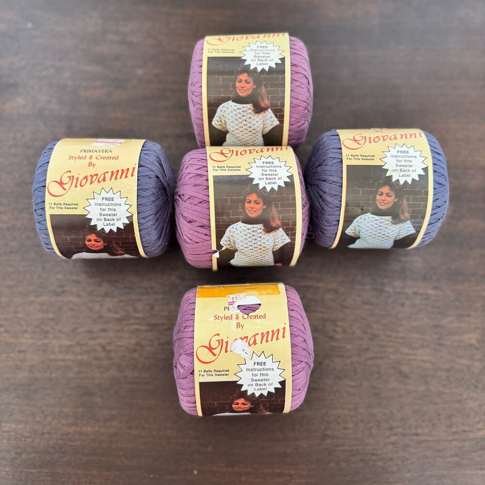 VTG Craft Yarn 1985 3 Rolls Purple 2 Blue Mothproof Made Italy 50 Grams Cotton